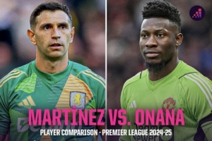 上賽季英超大馬丁與奧納納數(shù)據(jù)：前者撲救成功率68.3%，后者66.9%