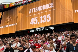 45135名球迷現(xiàn)場觀看國米vs河床，球場容量68740人