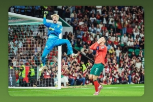 凱萊赫曬撲出C羅點(diǎn)球慶祝照：雖未能如愿但仍有積極因素