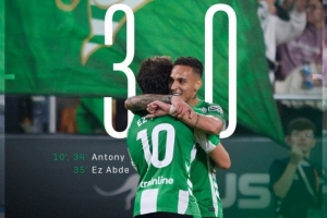 2射1傳主宰球場！安東尼當選貝蒂斯vs馬洛卡全場最佳球員