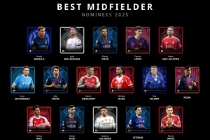 環(huán)足獎2025年最佳中場候選：維爾茨、若昂·內(nèi)維斯、佩德里在列