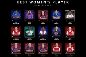 環(huán)足獎(jiǎng)女足最佳球員15人候選：邦馬蒂、普特拉斯、凱莉、魯索在列