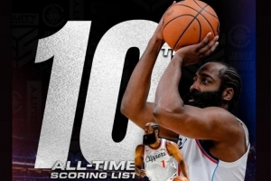 大哥三弟情誼恒久遠(yuǎn)！杜蘭特祝賀哈登躋身NBA得分榜前十：傳奇