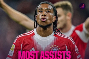 五大聯(lián)賽助攻榜單：奧利塞11次居首，亞馬爾、奧巴梅揚9次并列第2